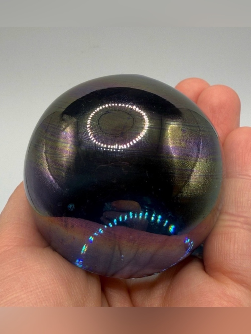 Krosno Poland Vintage Iridescent Art Glass Paperweight Collectible Home Decor